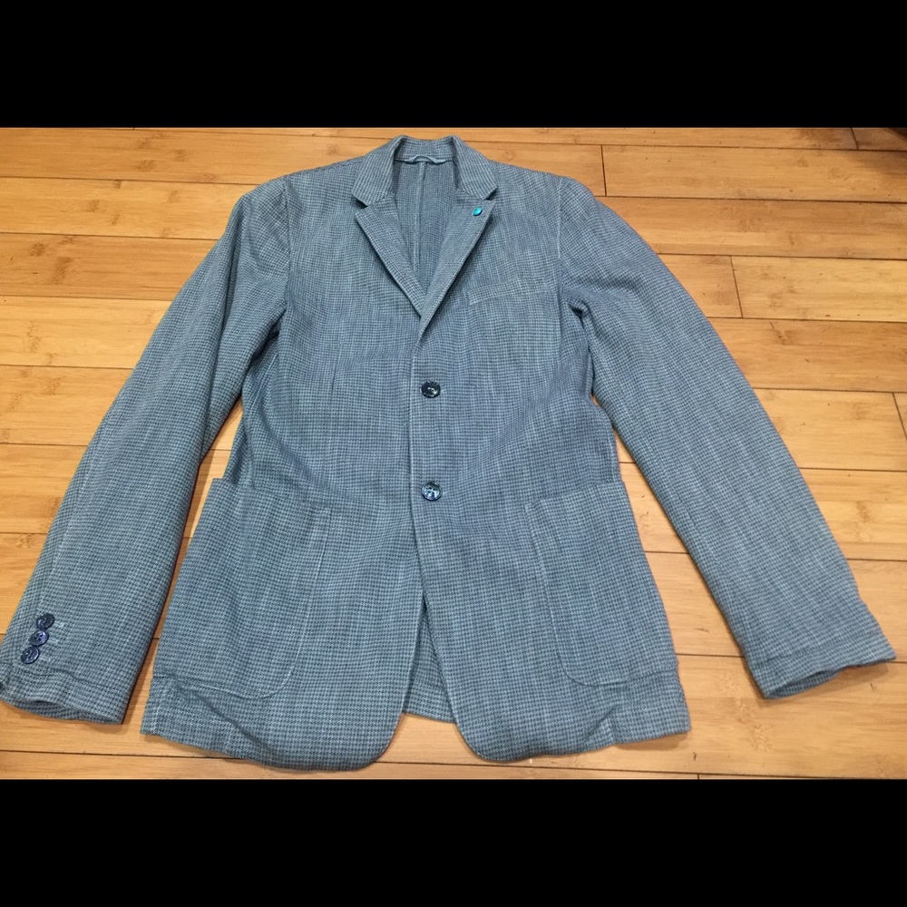Dal Lago Blue Houndstooth Blazer/Sports Coat Sz. S